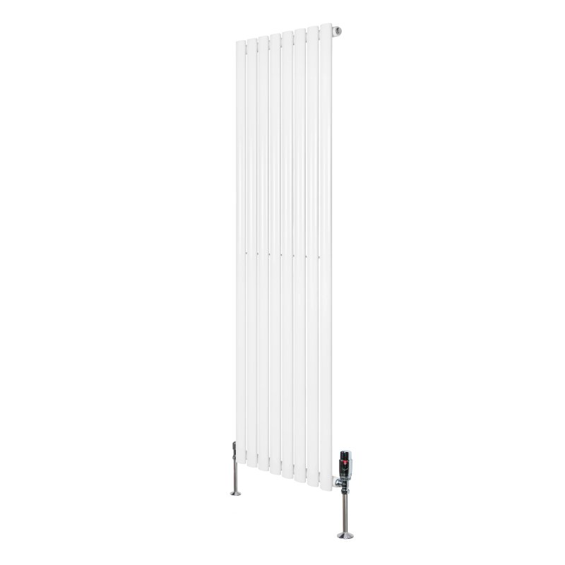 Oval Single Column Radiator & Valves - 1600mm x 480mm - White