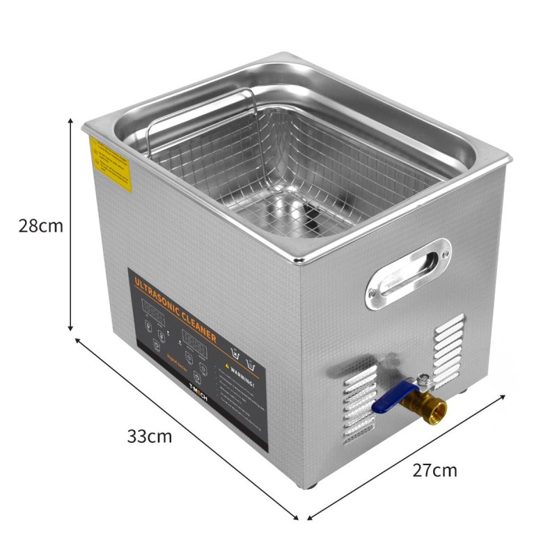 Digital Ultrasonic Cleaner 10L Professional Commercial Stainless Steel Ultra Sonic Bath Cleaning Tank Machine 1-30 Minute Timer 0-80C Heater 300W 240V 40kHZ FREE Wire Mesh Basket