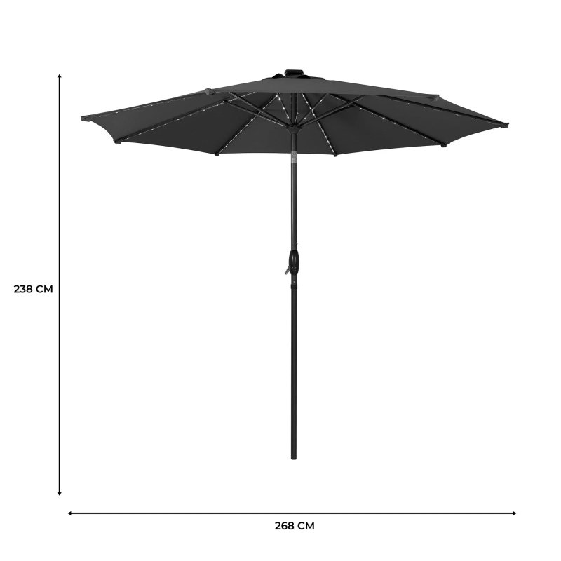 LED Tilt Parasol 2.7m - Grey