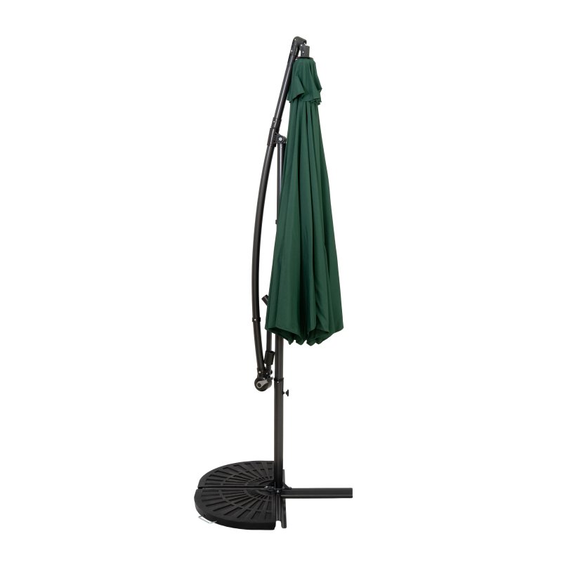 Cantilever Parasol 3m With Half Fan Base - Green