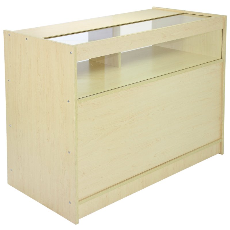 MonsterShop Zennith Shop Counter Cabinets & Retail Display Glass Showcase Set, Maple, Melamine MDF