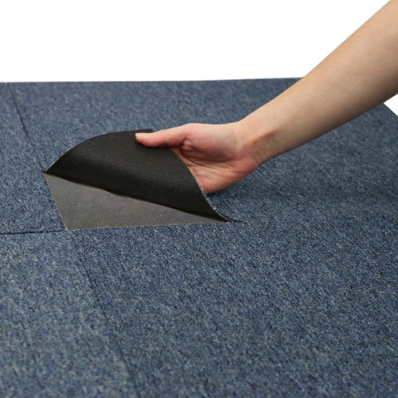Carpet Tiles 40 x Storm Blue & Anthracite 10 Metres Squared Commercial Hard-Wearing Domestic Heavy Duty Industrial Premium Office Home Flooring 50cm x 50cm MonsterShop