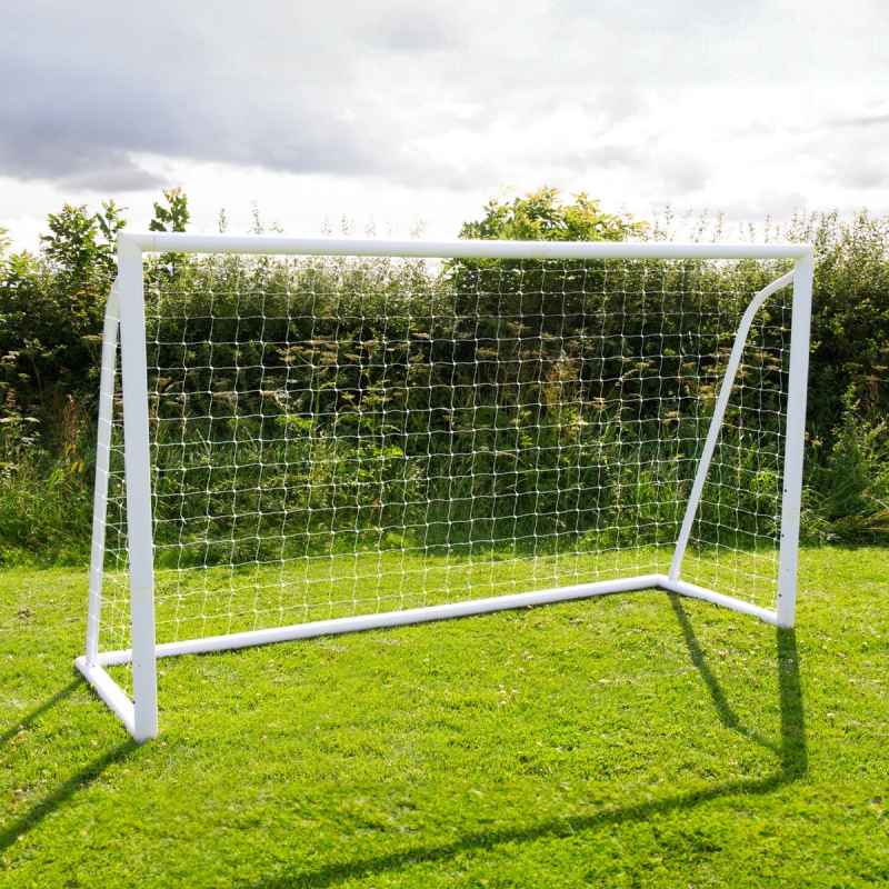 Football Goal Net 12 x 6ft All Weather PVC Goalpost 30ply Knotted Netting 24 Clips Portable Training Practice Indoor Outdoor Quick Slot & Click Assembly 5 Hole Target Sheet Bungee Straps & Carry Bag