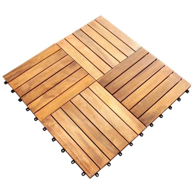 Decking Tiles Wooden Interlocking Boards Square Garden Patio Balcony Roof Terrace Hot Tub Flooring Acacia Wood Deck Tile Flooring
