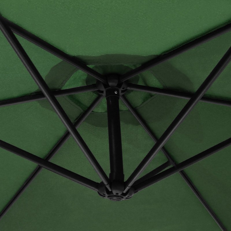 3m Cantilever Garden Parasol Banana Hanging Umbrella Winding Crank Shade Patio Outdoor Sun Shade Tilt UV Protection | Green Fan Base