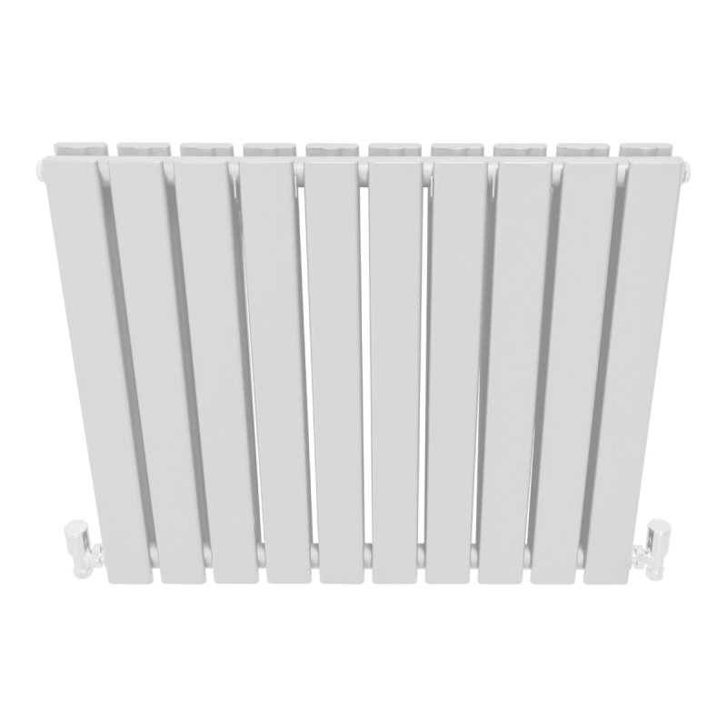 Designer Radiators 60 x 70cm Flat Panel Modern Central Heating Gloss White Horizontal Column Double Panel Wall Mounted Slimline Kitchen Living Room Bathroom Commercial Cleaning Brush & Fixing Kit