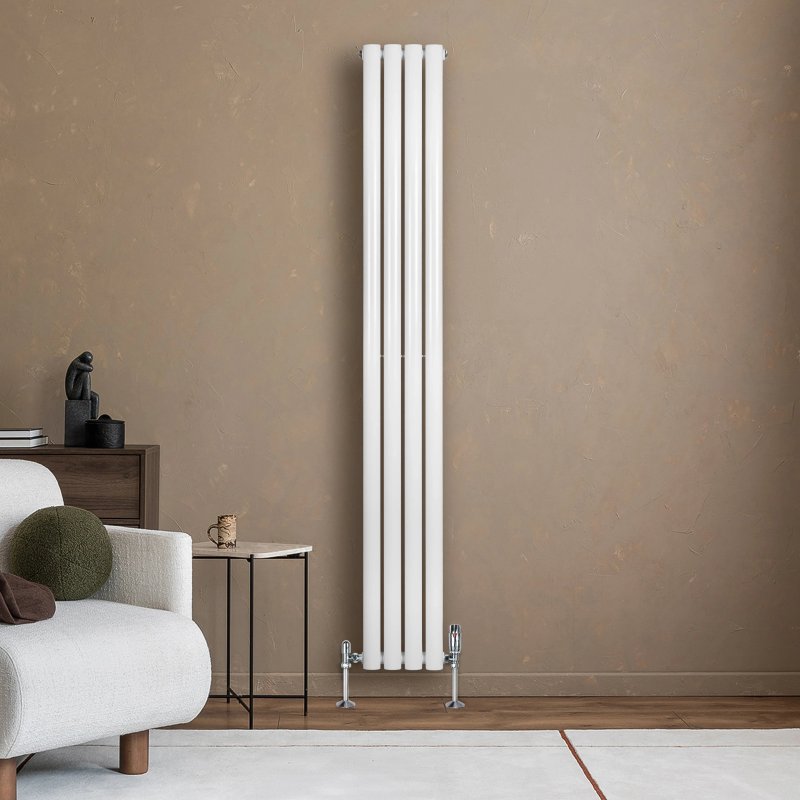Oval Single Column Radiator - 1800 x 240mm - White