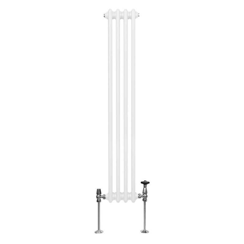 Traditional 3 Column Radiator 1500mm x 202mm Modern Central Heating Heater Gloss White Carbon Steel Vertical Wall Mounted Kitchen Living Room Bathroom Cleaning Brush Fixing Kit & Brackets