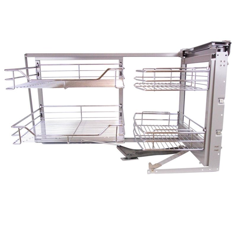 KuKoo Right Hand Corner Kitchen Pull Out Baskets, 90-100cm Cabinet 4 Metal Slide Out Storage Drawers