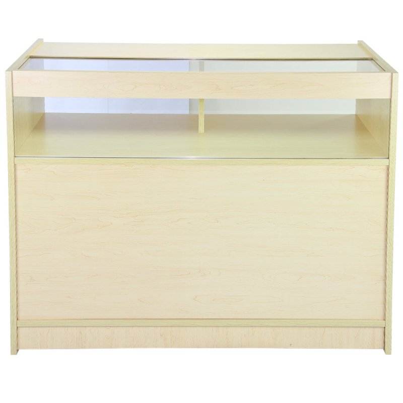 MonsterShop A1200 Shop Counter Retail Showcase Display Cabinet, Maple, 120cm x 90cm x 60cm