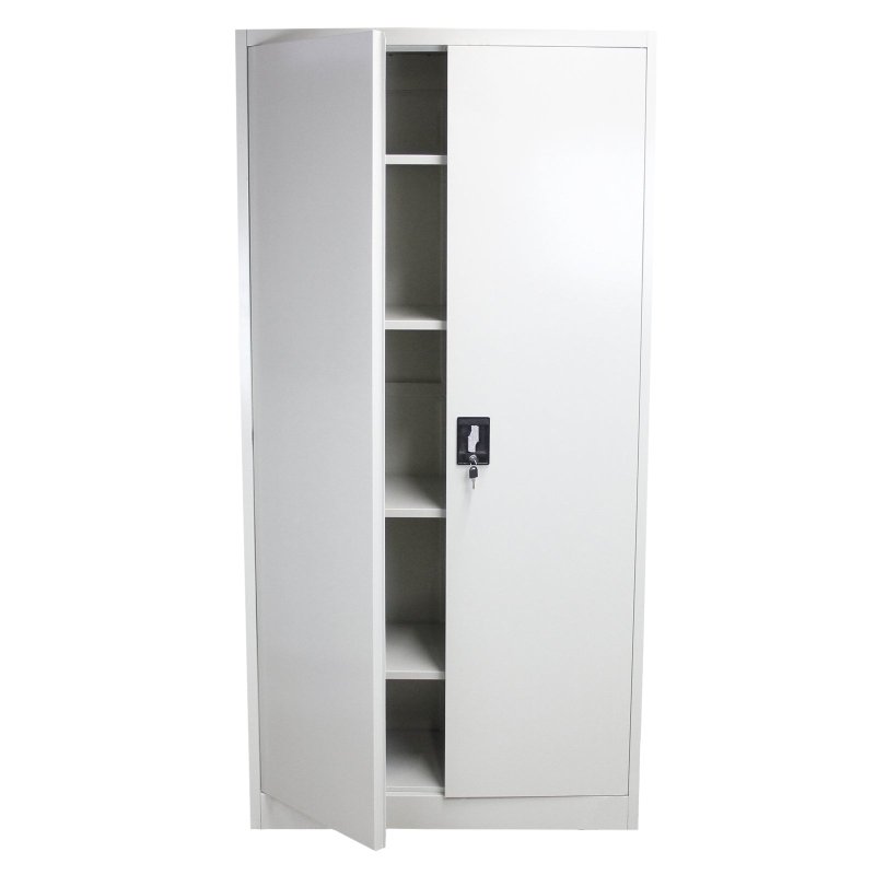 Metal Office 2 Doors Filing Cabinet Flatpack Document File Compartments Lockable Storage Cupboard Unit 180cm
