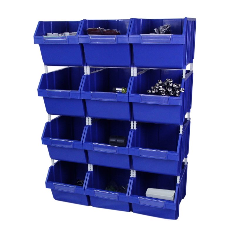 T-Rax 90cm Racking & Storage Bins Stacking Boxes Blue Storage Set Warehouse Garage Boltless Bay Shelving Unit