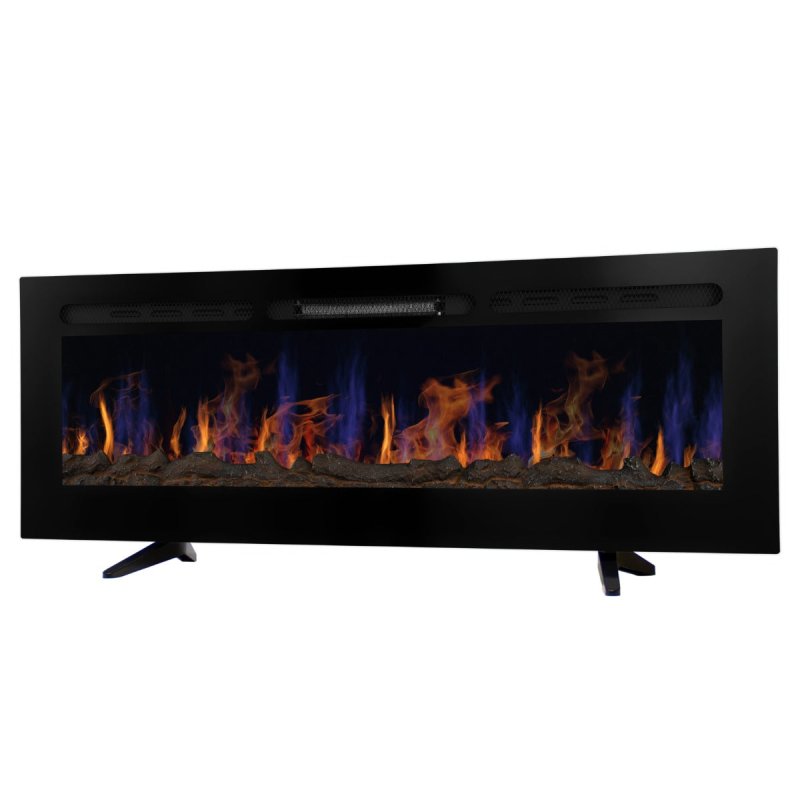 Electric Wall Mounted Inset LED Black Fireplace Free Standing 60" 950W 1850W 12 Colours Timer Remote Adjustable Brightness Pebbles Clear Crystals Log Effect 3D Flame 15 – 35 Degrees C Fixing Kit
