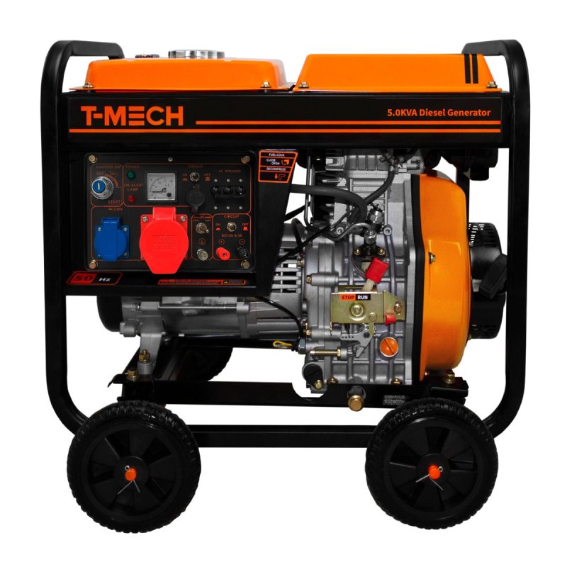 Portable Diesel Generator Open Frame ATS Electric Start 5kVA Three Phase 10HP 6.3kW 230 / 400V Emergency Power AC DC Output Powder Coated Steel 12.5L Fuel Capacity 77dB 4 x 8