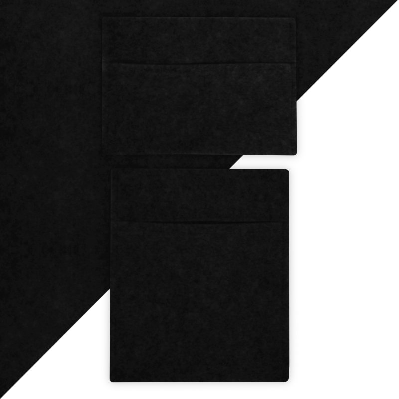 Camper Van Lining & 2 x Storage Pouches Black Carpet 4 Way Stretch 2m Wide 11m2 Coverage Car Motorhome Vehicle Interior Campervan Conversion 2 Size Tool Paperwork Document Pocket Organiser Holder