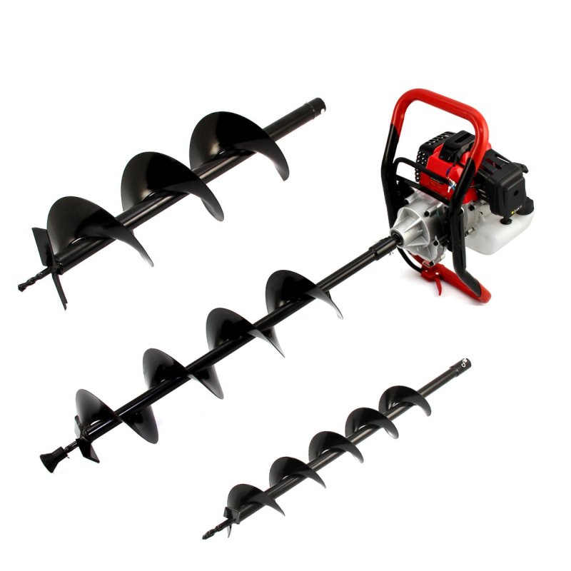 Petrol Earth Auger Drill Garden Earth Borer Post Hole Digger Borer 52cc & Post Driver 2-Stroke Fence Post Knocker Rammer Garden Hole Digger 52cc Borer Picket Fencing SET FREE Safety Gear