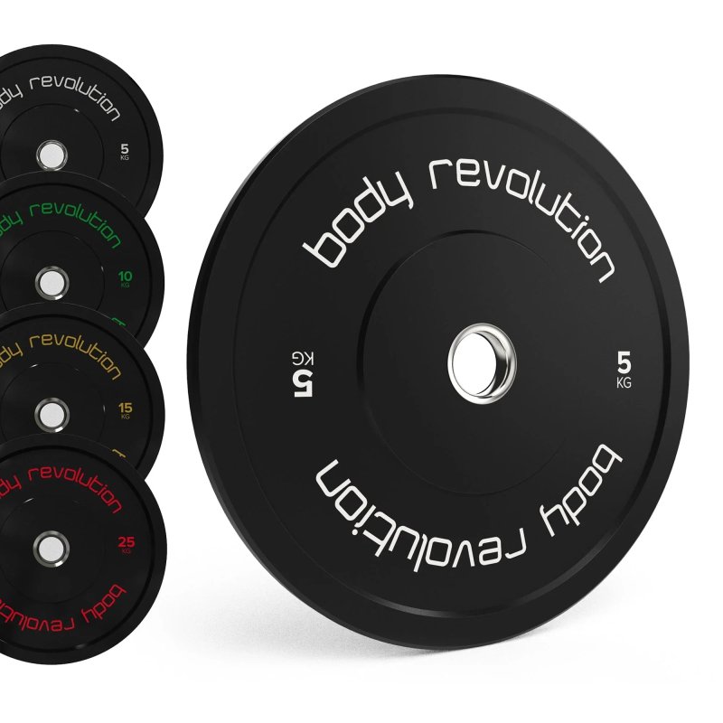 Body Revolution Olympic Bumper Plates Black 100kg SET 2x5kg 2x10kg 2x15kg 2x20kg