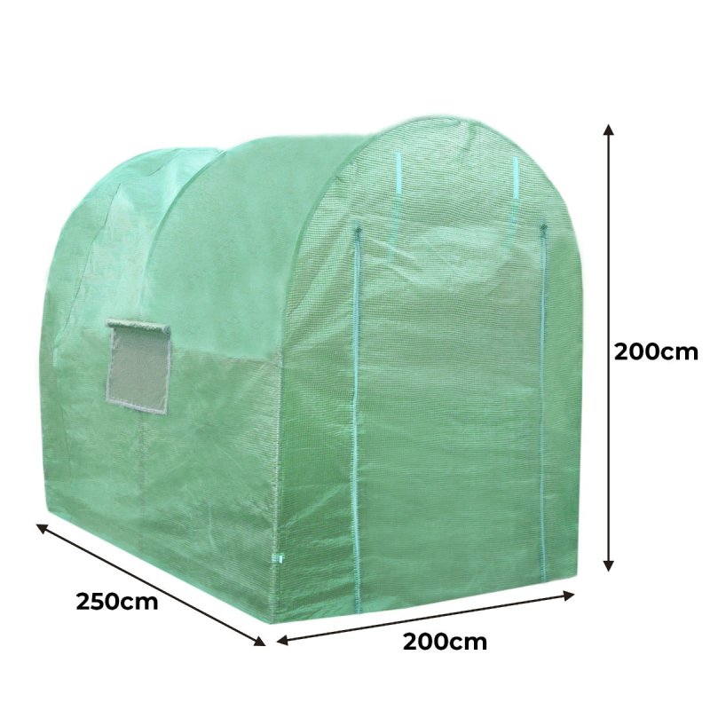 Polytunnel Greenhouse Walk In Galvanised Racking Windows Doors Growhouse PE Cover Gardening Metal Frame Outdoor Storage Garden Tent Vegetable Flower Plant 19mm Diameter | 2 x 2.5m