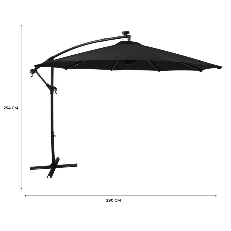 LED Cantilever Parasol 3m - Black