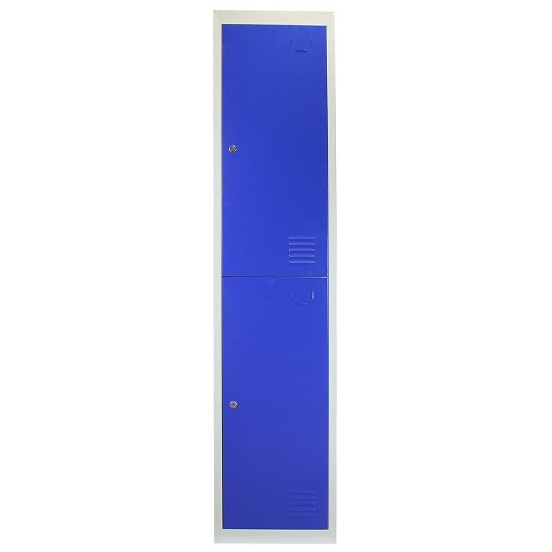 MonsterShop 3 x Blue 2 Door Metal Storage Lockers, Red & Grey Steel Lockable Unit, Staff Gym School Changing Room