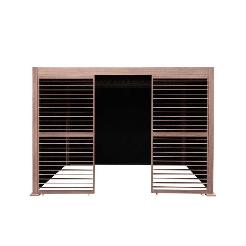 Wood Effect Aluminium Pergola With Blinds & 2 Louvre Panels - 3m x 3m