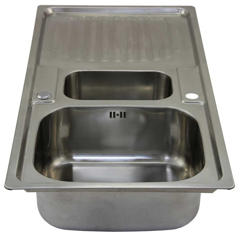 KuKoo Stainless Steel Kitchen Sink Basin & Confetti Tap, Reversible 1.5 Bowl, 105cm x 18cm x 50cm