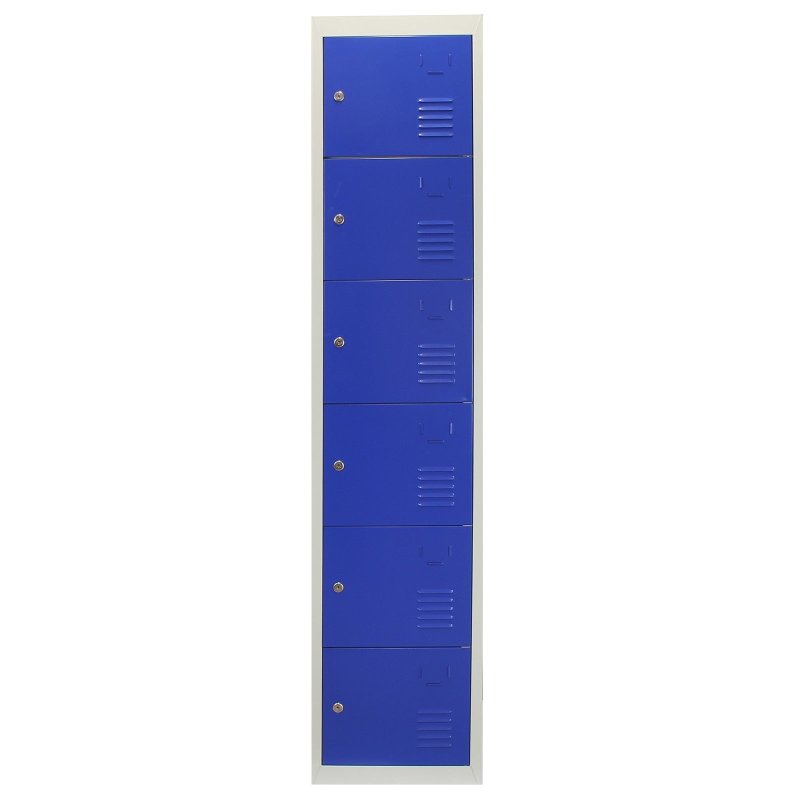 MonsterShop Metal Lockers 6 Doors Storage, Blue & Grey Metal Lockable Unit Staff School Gym Changing