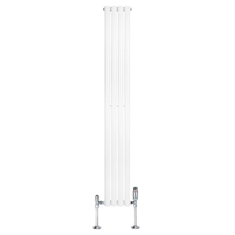 Oval Single Column Radiator & Valves - 1800mm x 240mm - White