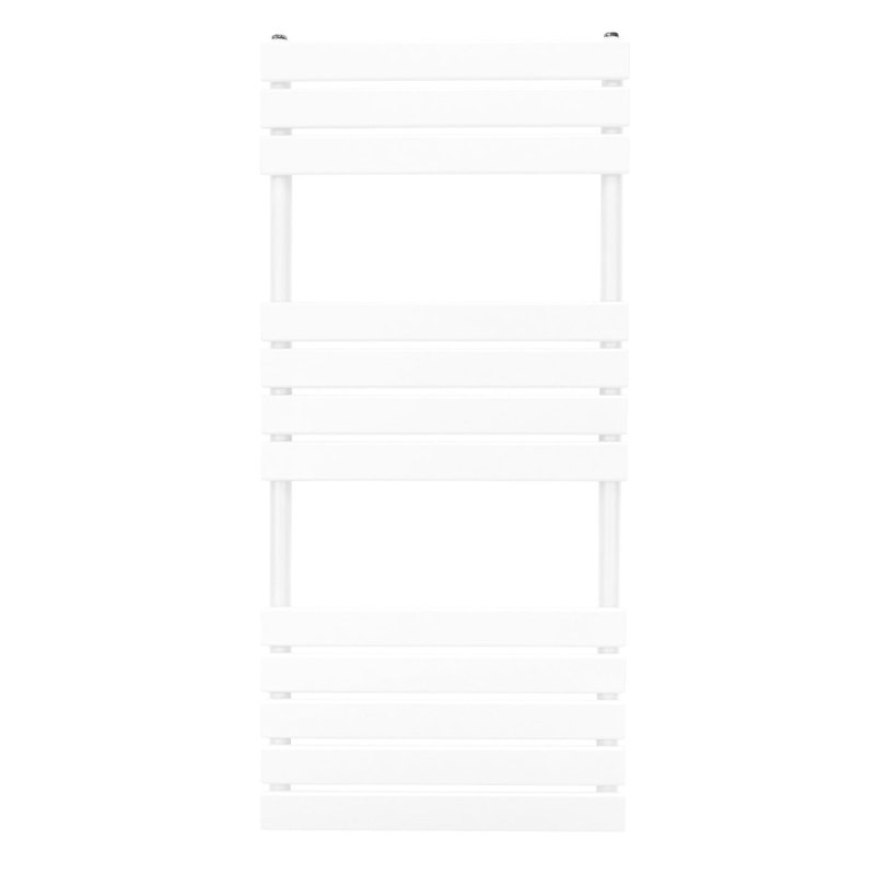 Vertical Towel Radiator Designer Flat Panel 1200mm x 500mm Bathroom Heated Rail Gloss White Central Heating Ladder Heater Wall Mounted Carbon Steel FREE Cleaning Brush Fixing Kit & Brackets