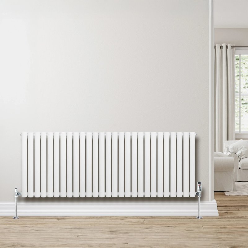 Oval Single Column Radiator & Valves - 600mm x 1620mm - White