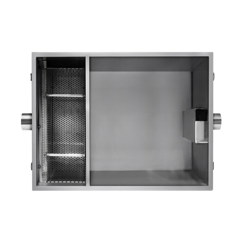 Commercial Grease Trap 96L Under Sink Interceptor 9KG Stainless Steel Waste Fat Oil Water Separator Filter Restaurant Kitchen Takeaway Hotel Cafe 50mm Inlet Outlet Compact 39cm H x 39cm W x 39cm D