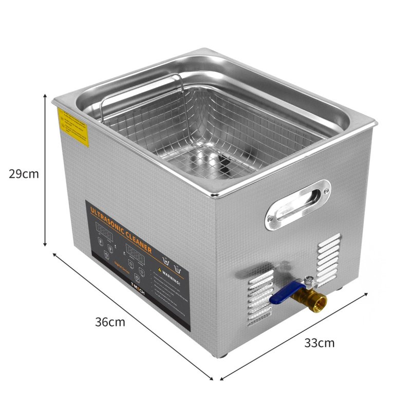 Digital Ultrasonic Cleaner 15L Professional Commercial Stainless Steel Ultra Sonic Bath Cleaning Tank Machine 1-30 Minute Timer 0-80C Heater 450W 240V 40kHZ FREE Wire Mesh Basket
