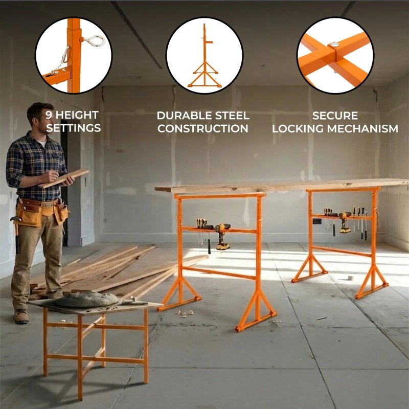 Trestle Stand x 2 & Mortar Board Stands 750mm H x 3
