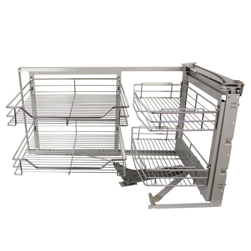 KuKoo Right Hand Corner Kitchen Pull Out Baskets, 90-100cm Cabinet 4 Metal Slide Out Storage Drawers