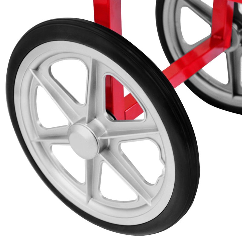 Popcorn Machine Maker Cart Professional Concession Catering Trolley Retro Red Stainless Steel Built In Handle 4 Wheels 2 Parking Brakes Easy Mobility Large Hidden Storage Detachable Shelf