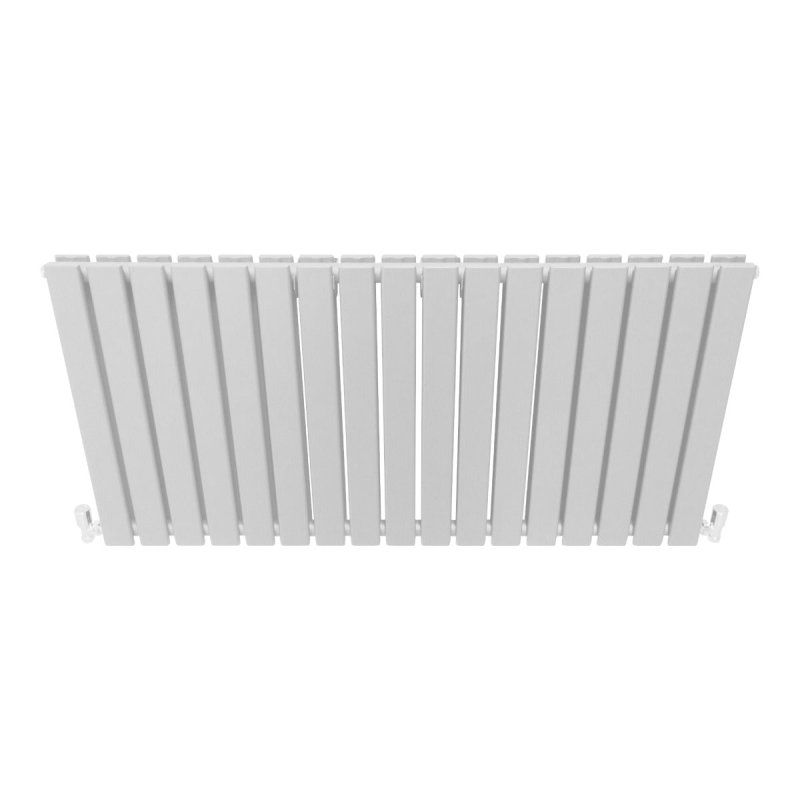 Designer Radiators 60 x 119cm Flat Panel Modern Central Heating Gloss White Horizontal Column Double Panel Wall Mounted Slimline Kitchen Living Room Bathroom Commercial Cleaning Brush & Fixing Kit
