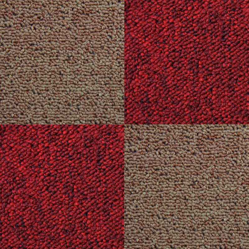 Carpet Tiles 40 x Sand & Scarlet Red 10 Metres Squared Heavy-Duty Commercial Hard Wearing Flooring Domestic Premium Office Home 50cm x 50cm MonsterShop