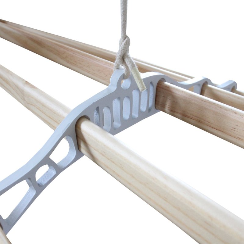 Clothes Airer Ceiling Pulley Maid Traditional Mounted Clothing Dryer 6 Lath Laundry Drying Rack Rail 2.4m White