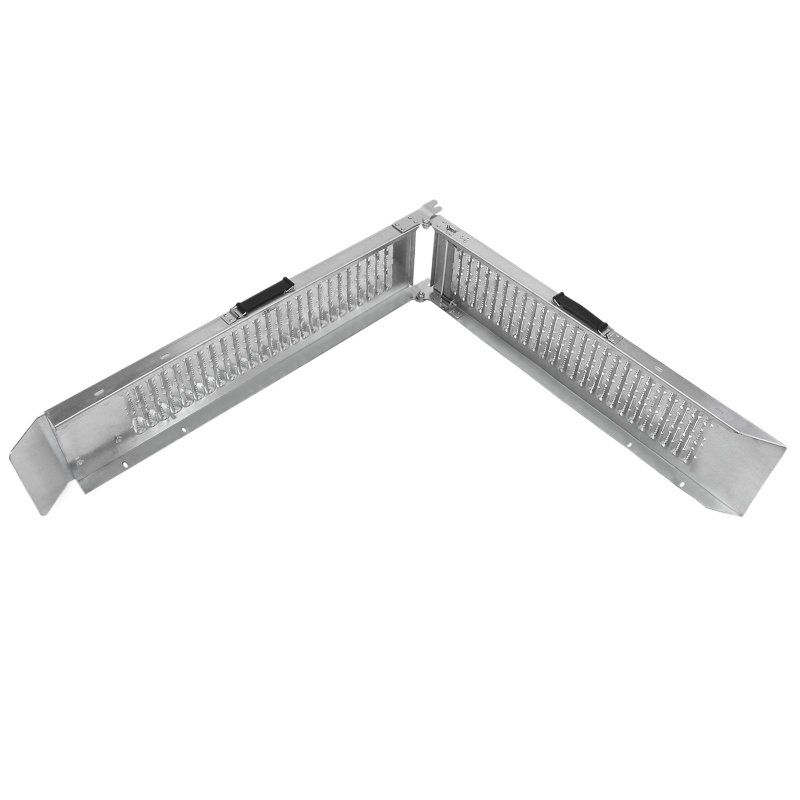 Ramps Foldable Loading Motorbike Motorcycle Folding Van Steel Trailer Heavy Duty ATV Portable Truck Track Day 200Kg Capacity Quad Bike Car Lawn Mower Scooter Non-Slip Silver| Free Ratchet Strap