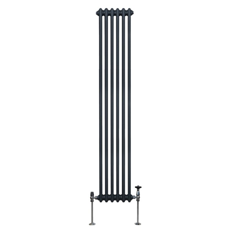 Traditional 3 Column Radiator 1800mm x 292mm Modern Central Heating Heater Matt Anthracite Grey Carbon Steel Vertical Wall Mounted Kitchen Living Room Bathroom Cleaning Brush Fixing Kit & Brackets