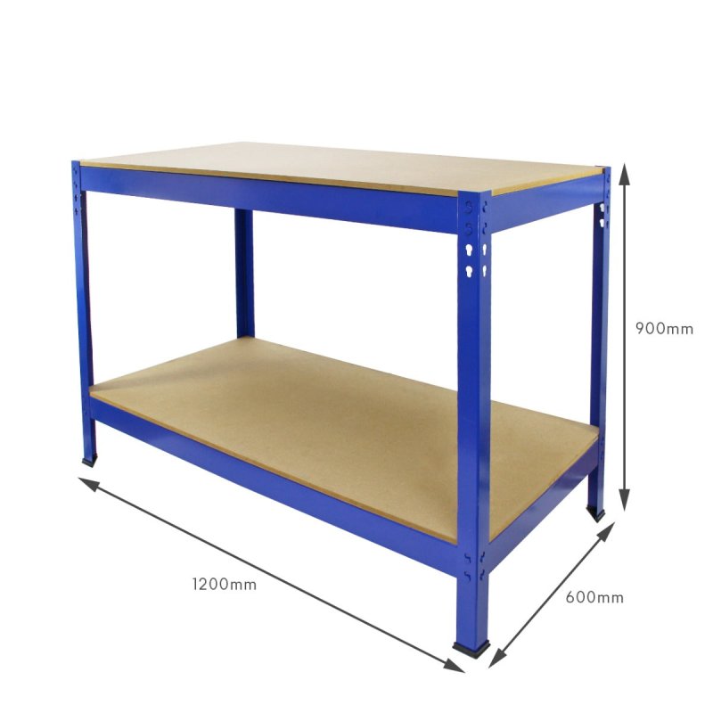 Q-Rax Garage Heavy Duty Steel Shed / Metal DIY Workbench, Workshop Table Work Bench Blue