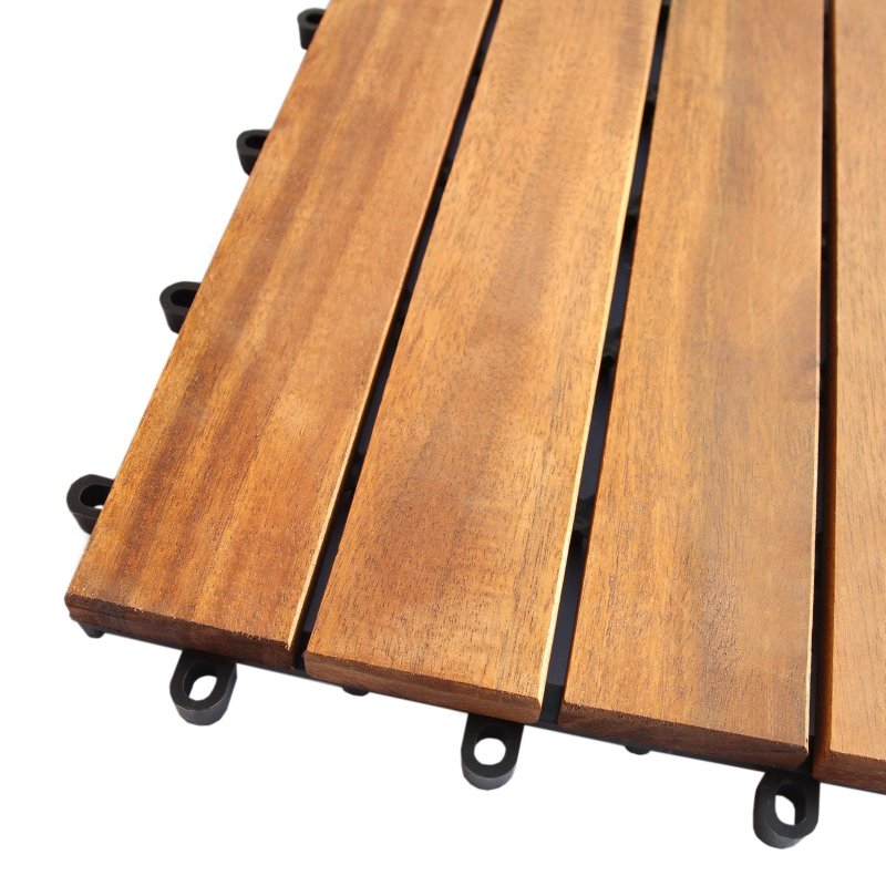 Decking Tiles Wooden Interlocking Boards Square Garden Patio Balcony Roof Terrace Hot Tub Flooring Acacia Wood Deck Tile Flooring