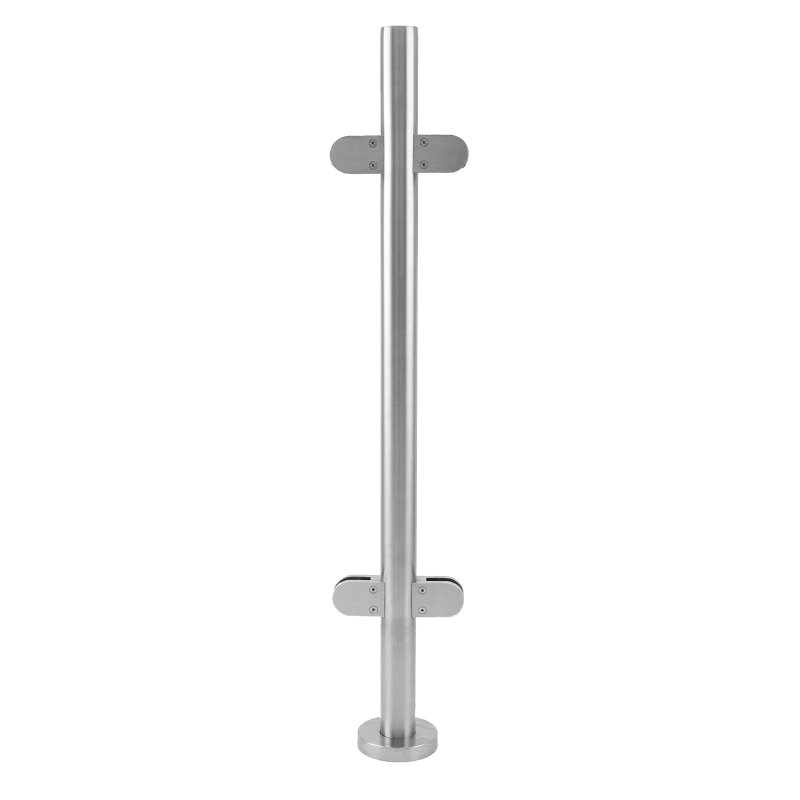 MonsterShop Stainless Steel Balustrade 1100mm High Mid Post, Decking Landing Staircase, Brushed Metal