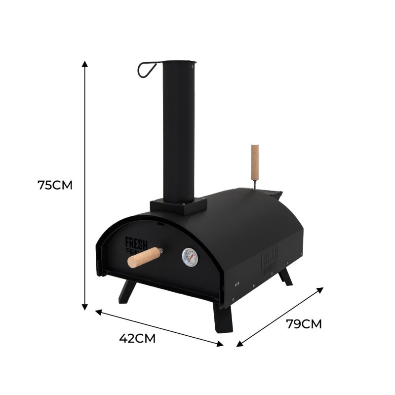 Fresh Grills Classic Outdoor Pizza Oven with Multi-Fuel Capability, Pizza Peel & Stone, 400C Max Temp
