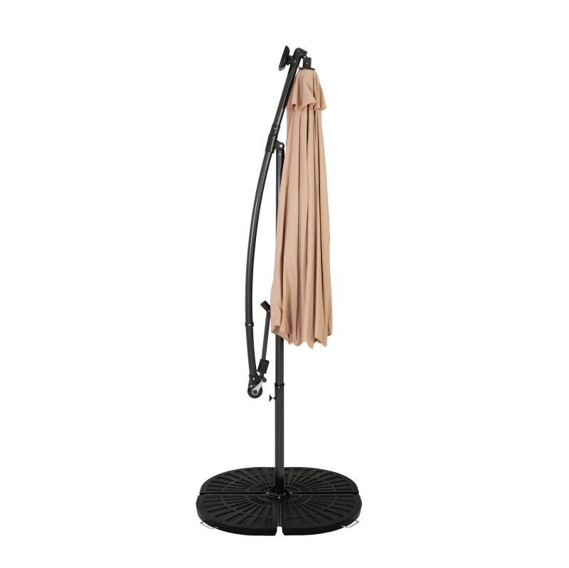 LED Cantilever Parasol 3m With Full Fan Base - Beige