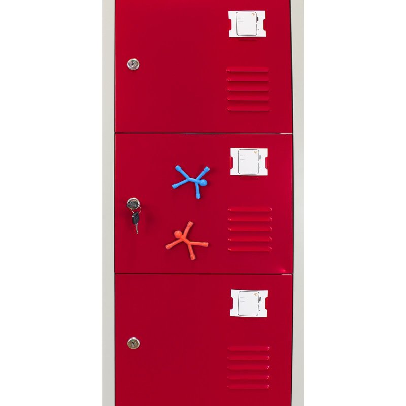 MonsterShop Metal Lockers 6 Doors Storage, Red & Grey Metal Lockable Unit Staff School Gym Changing