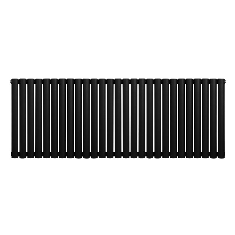 Oval Single Column Radiator - 600 x 1620mm - Black