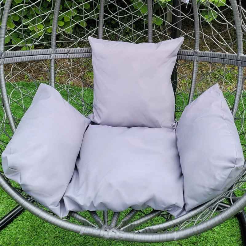 Swing Hanging Egg Chair Rattan Bench Garden Patio Outdoor Indoor Furniture Hammock Basket Seat Grey | with Cushions, Waterproof Cover and Stand