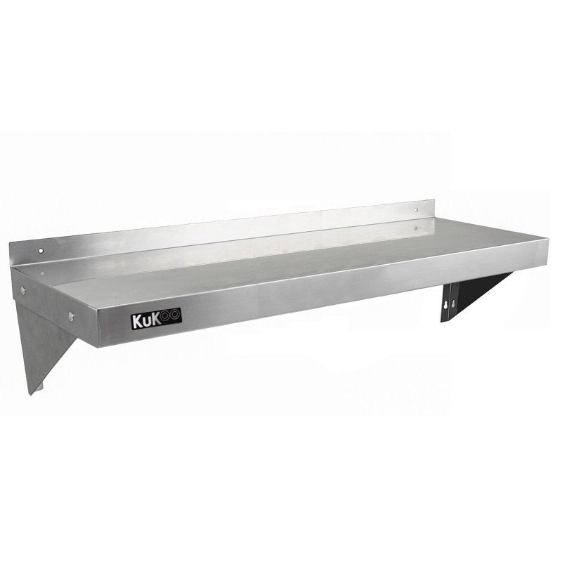 KuKoo Commercial Catering Corrosion Resistant x 2 Stainless Steel Kitchen Wall Shelf & Free Microfiber Cloths 1250mm x 300mm