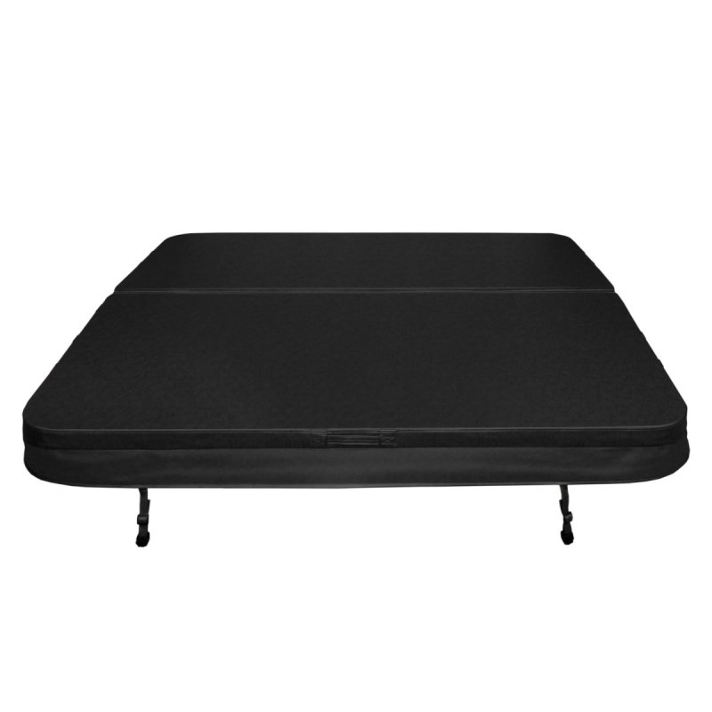 Hot Tub Cover Spa Lid 220cm x 220cm Square Black Hard Top Weatherproof PVC Leather Foam 25KG/m3 Density Galvanized C-Channel UV Mildew Flame Resistant